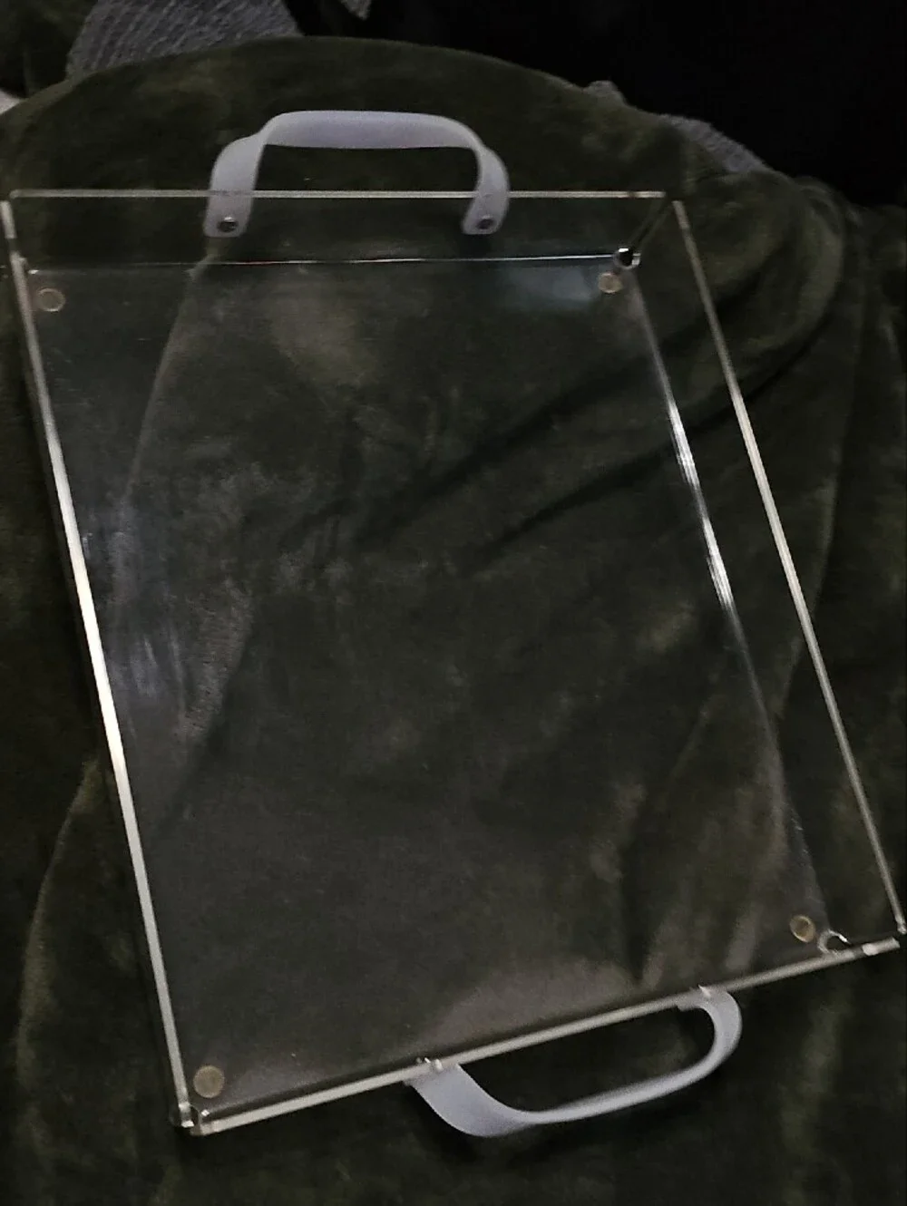 Clear Acrylic Serving Tray with White Handles